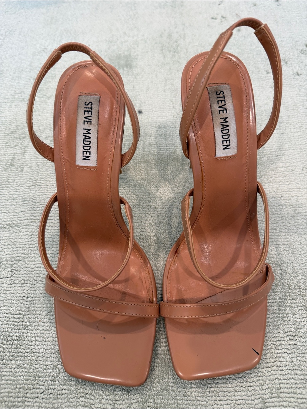 Steve Madden Nude/Tan Strappy Square-Toe Heels